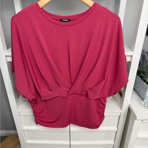 Express Women's Pink Draped Short Sleeve Top